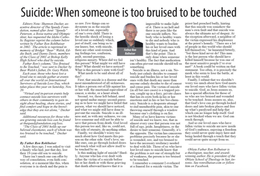 Suicide: When Someone is Too Bruised to be Touched