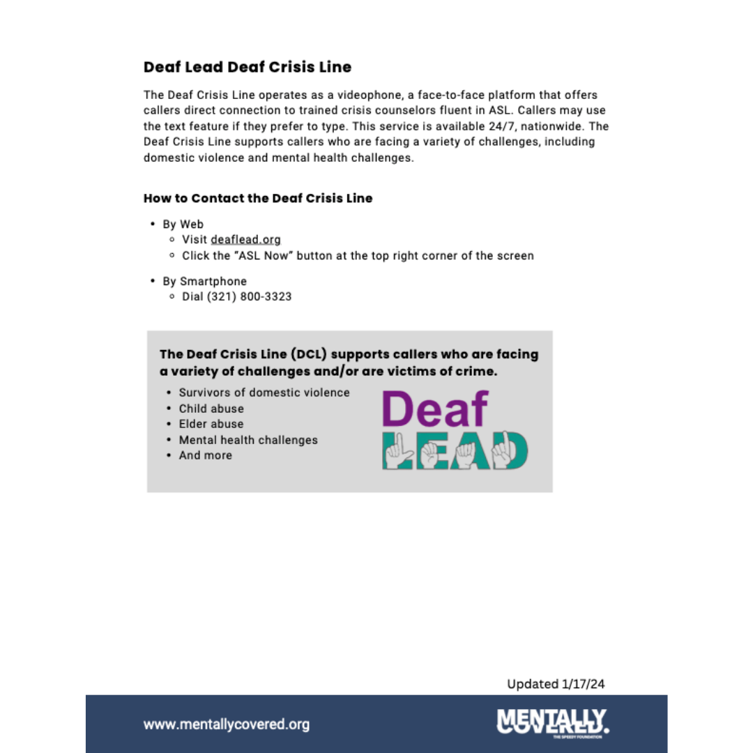DHH Crisis Resources