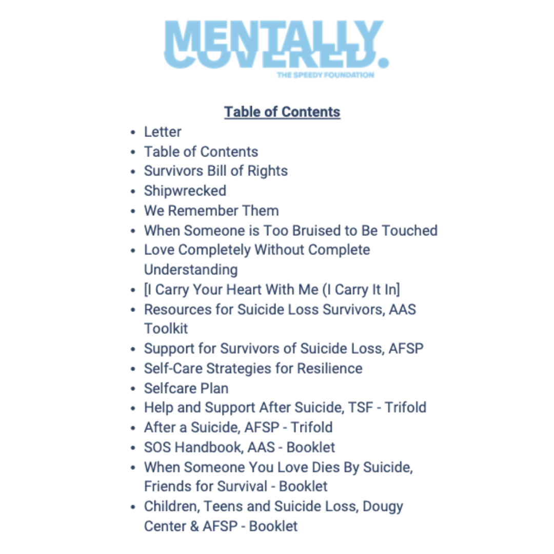 Missing You - Survivor of Suicide Loss Care Kit