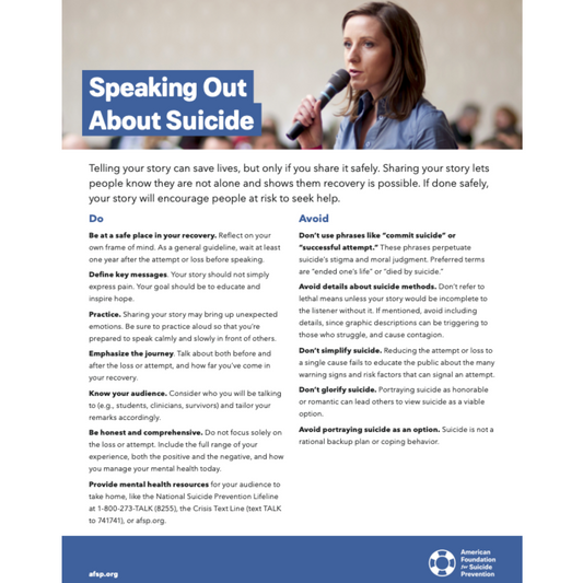Speaking Out About Suicide Flyer - AFSP