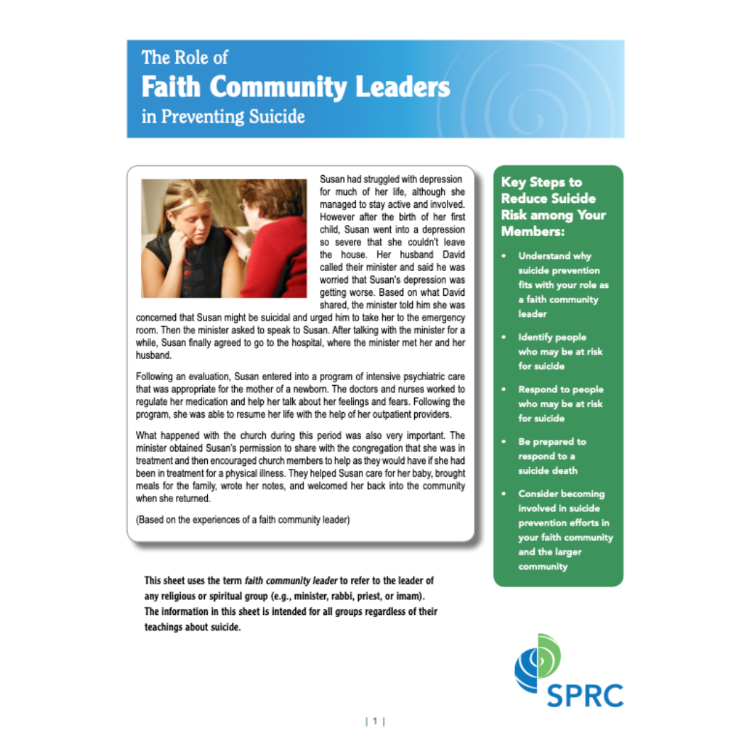 The Role of Faith Community Leaders in Preventing Suicide